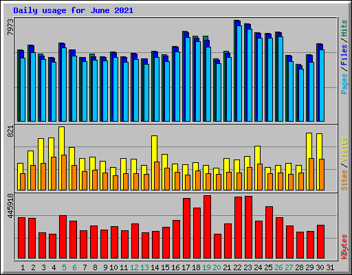 Daily usage for June 2021